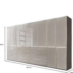 Wohnen Kleiderschränke|Schränke<XXL-Kleiderschrank in Hellgrau mit Glasfront - Nucina