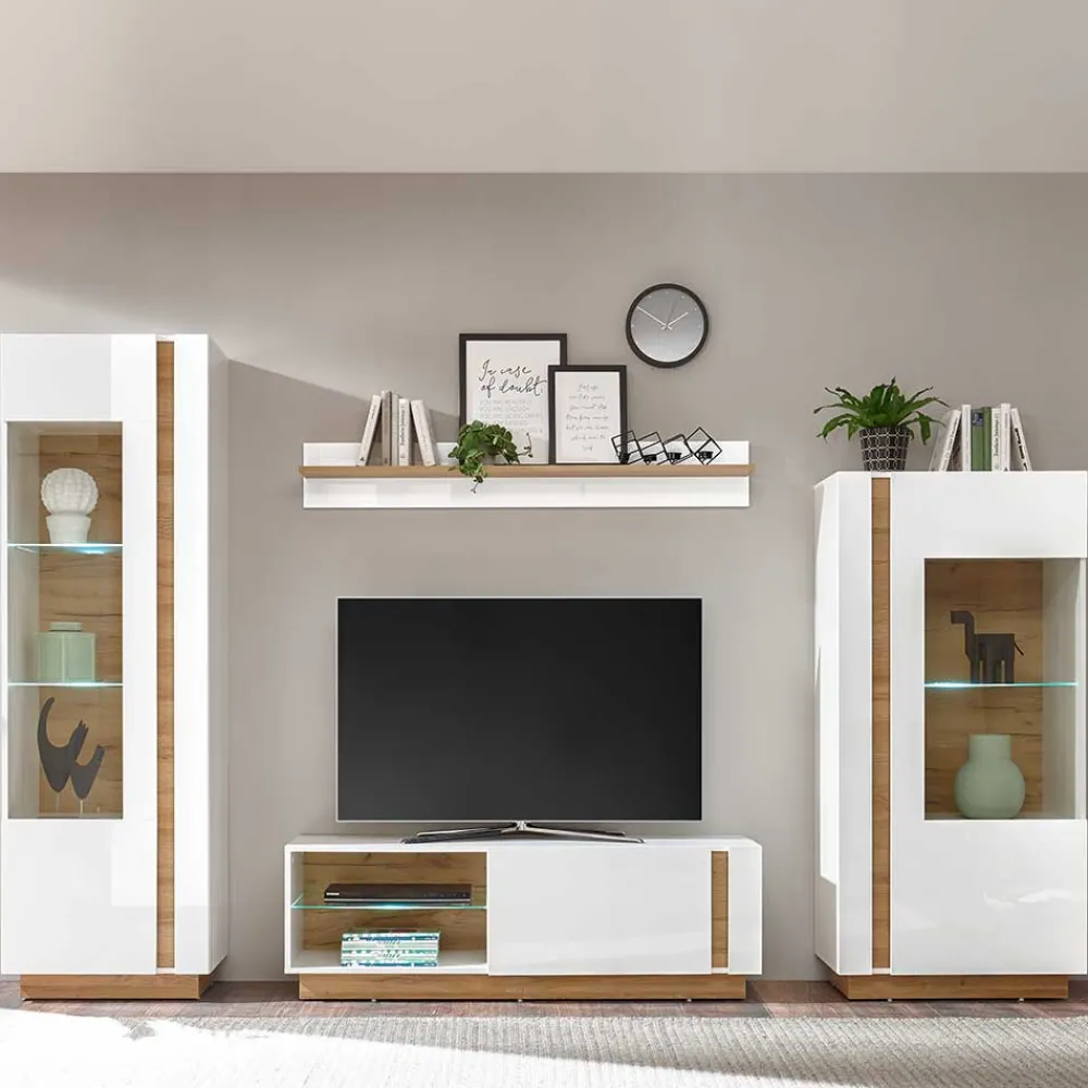 Wohnen Wohnwände<Zweifarbige Wohnzimmer Möbel Kombi - Myrda (vierteilig)