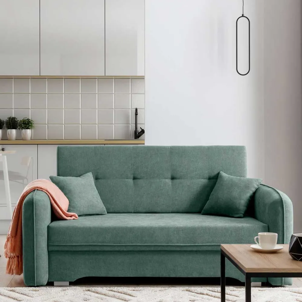 Wohnen Betten|Sofas<Zweisitzer Schlafsofa in Mintgrün Velours - Ronn