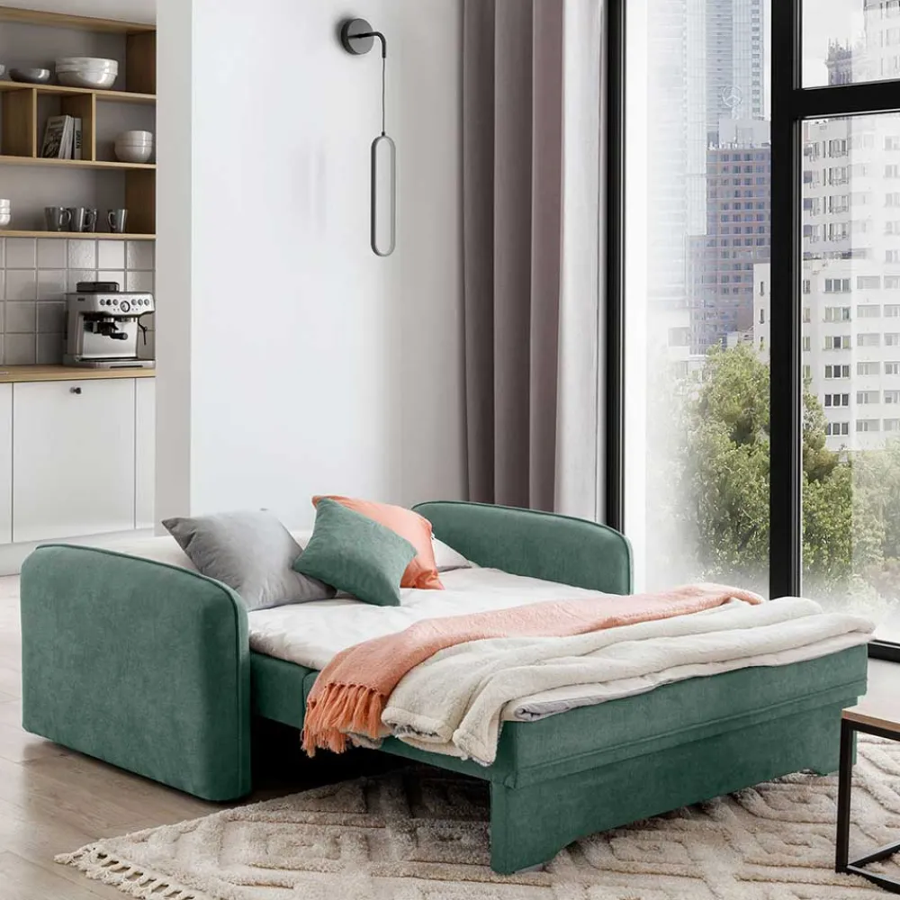 Wohnen Betten|Sofas<Zweisitzer Schlafsofa in Mintgrün Velours - Ronn